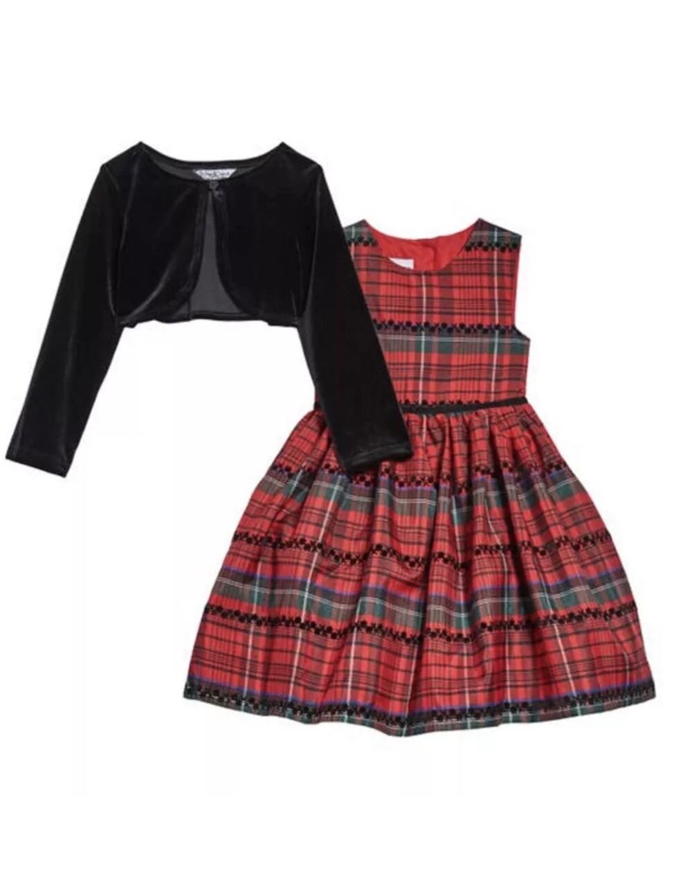 Pippa & Julie baby Plaid Taffeta
Dress & Velvet Jacket Set 6-9 months